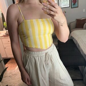 Show Me Your MuMu Yellow Striped Tank Top